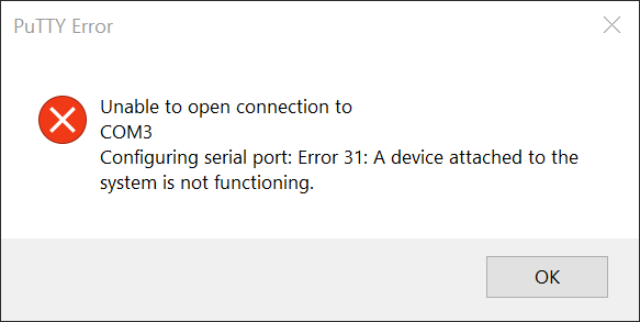 Device attached to the system is not functioning