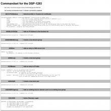 Partial view of the Crestron DSP-1283 Command Docs - Auto generated